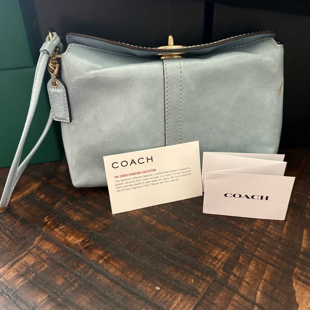 Coach Blue Leather Wristlet